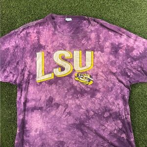 Hanes Purple Tie-Dye LSU Short Sleeve Tee
